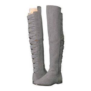 Nine West above the knee grey suede/wool boots